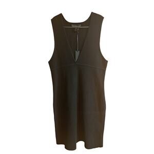 House of Harlow 1960 Black Dress Size Medium V Neck Sleeveless Knit Bodycon Mini